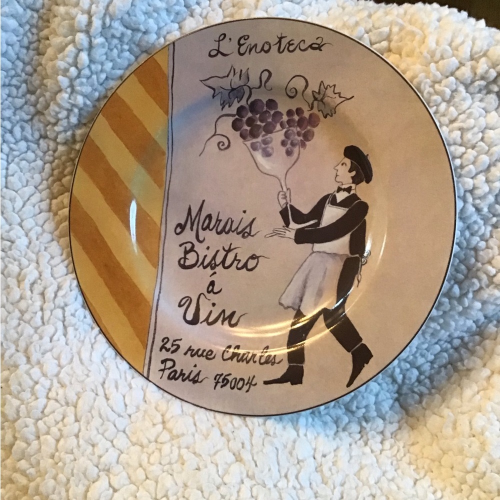 Rare Collectable Wine Themed 8 1/2 inch round  h.ina plate